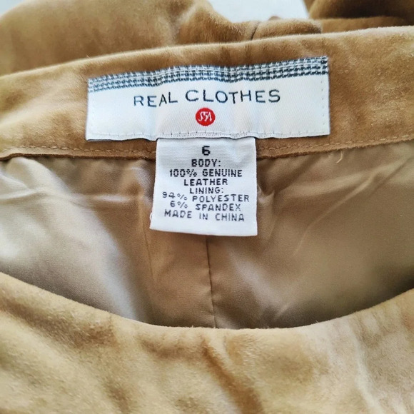 - Real Clothes Leather Pants / Saks Fifth Avenue / Camel / Size 6 - Picture 6 of 7